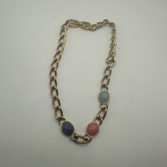 1960s Vintage Givenchy Gold Choker & Bracelet Set – Rare Pastel - Picture 5 of 12